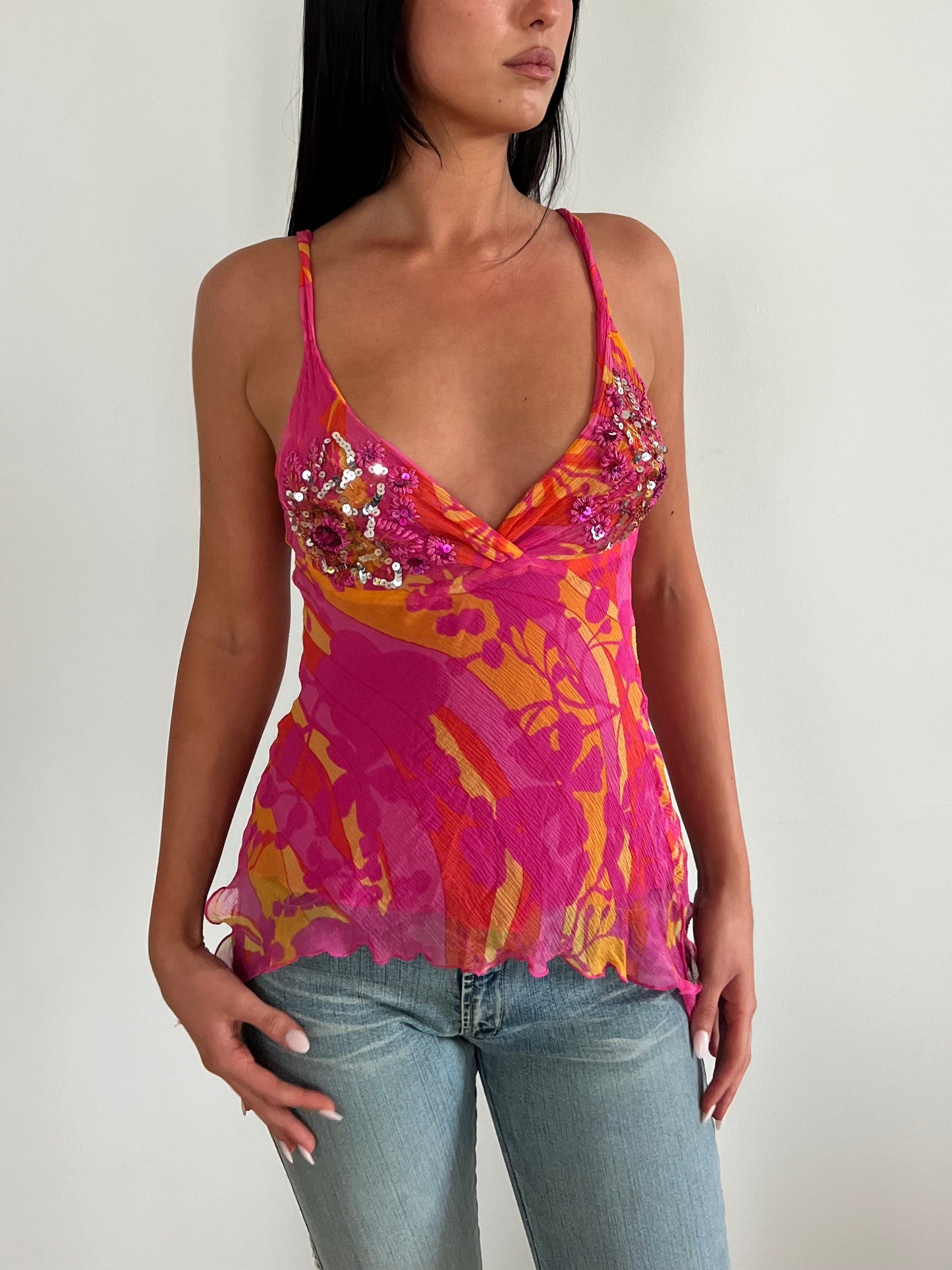 Marciano Silk Beaded Cami