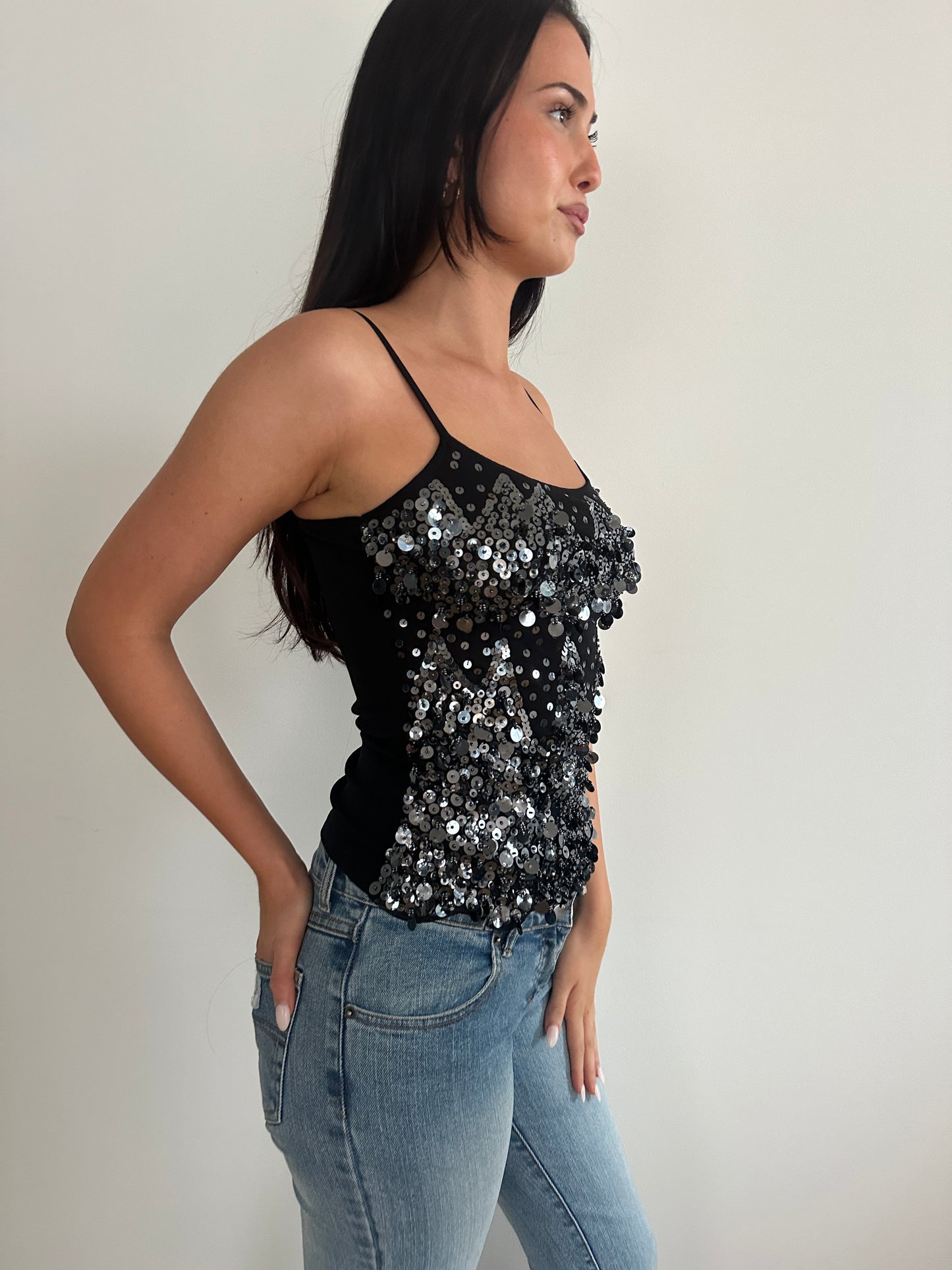 Mesh Sparkle Cami Top