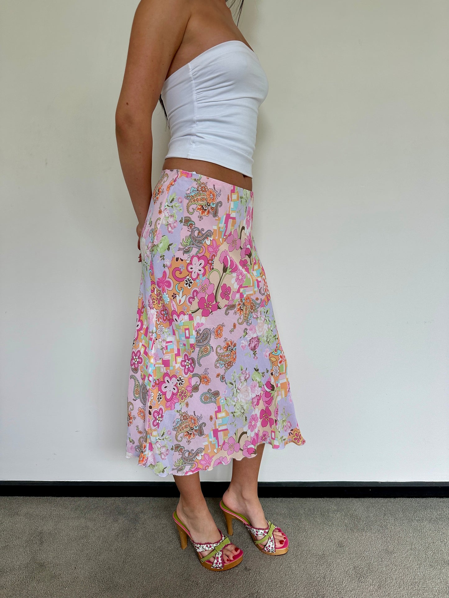 Italian Floral Midi Skirt