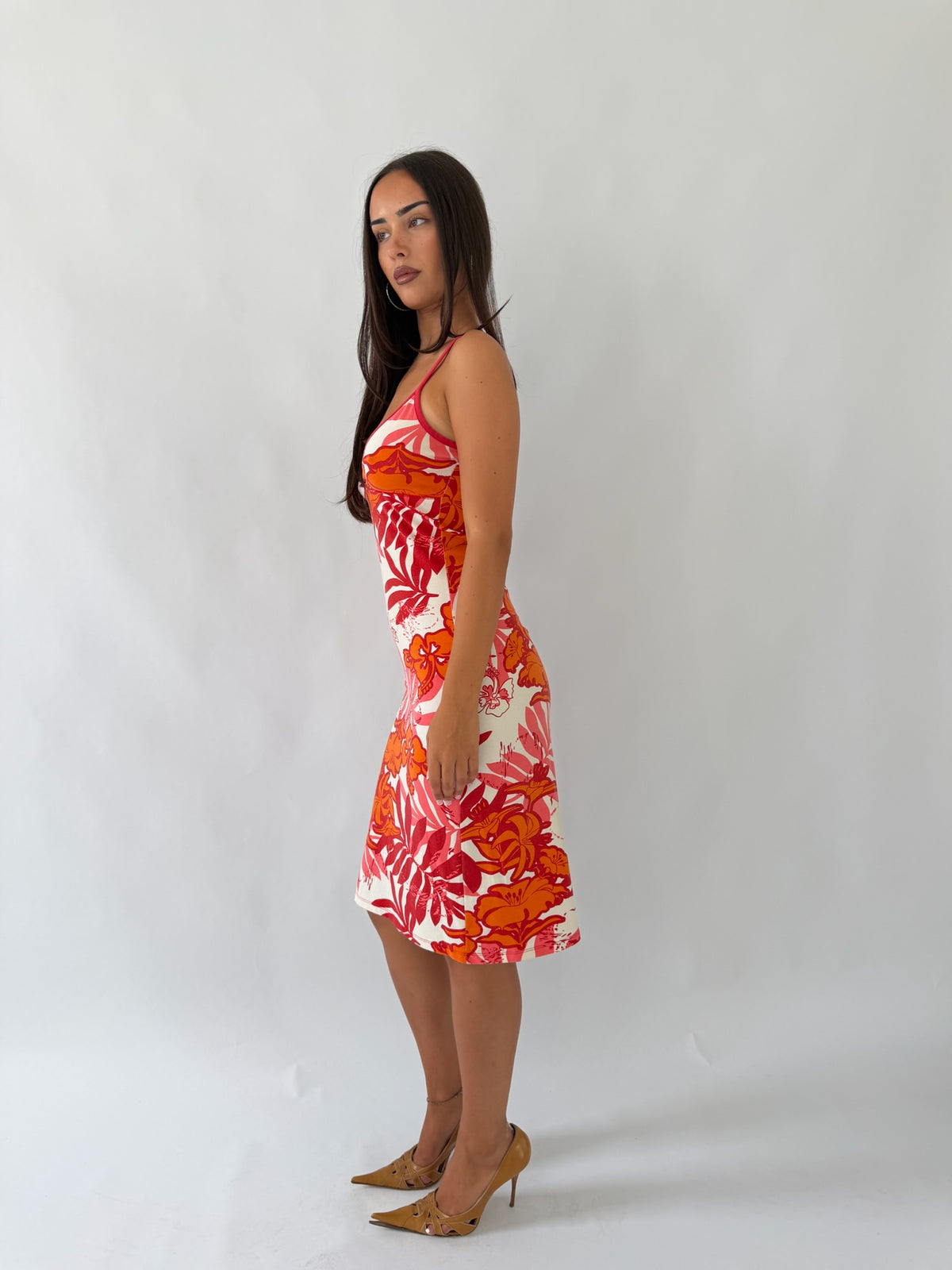 Hawaiian Floral Midi Dress