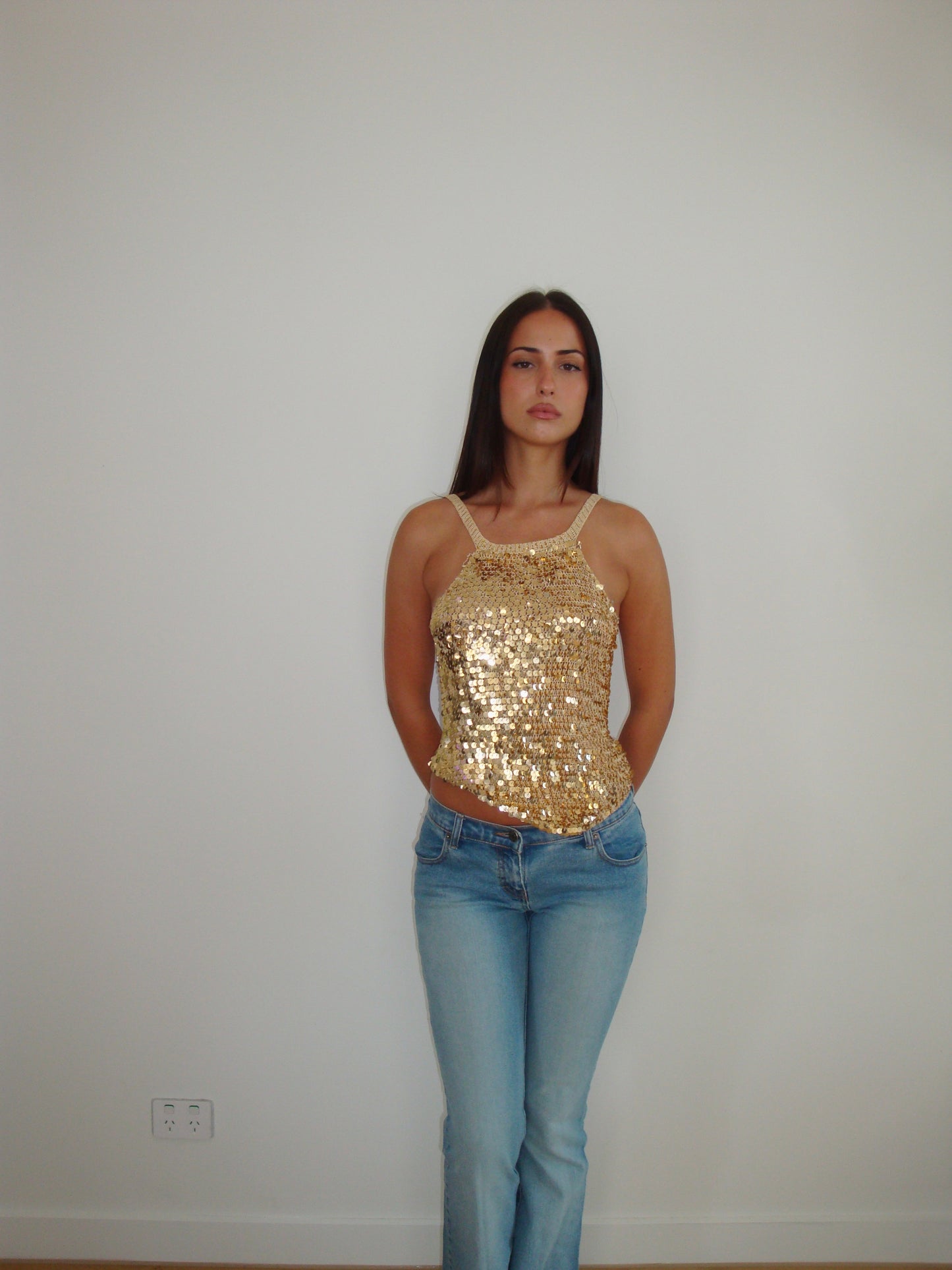 Sequin halter