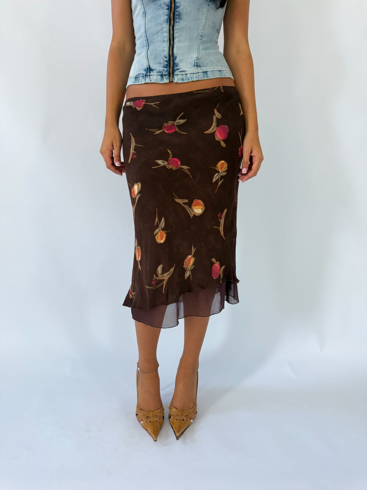 Brown Floral Midi