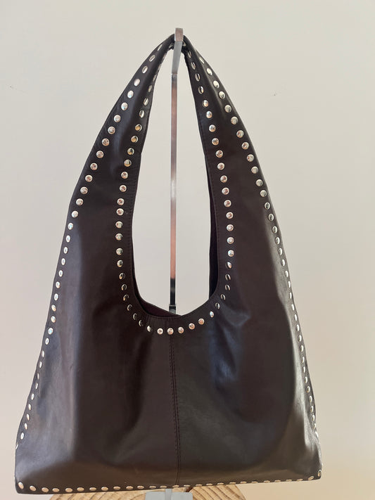Large Brown Studded Leather Bag
