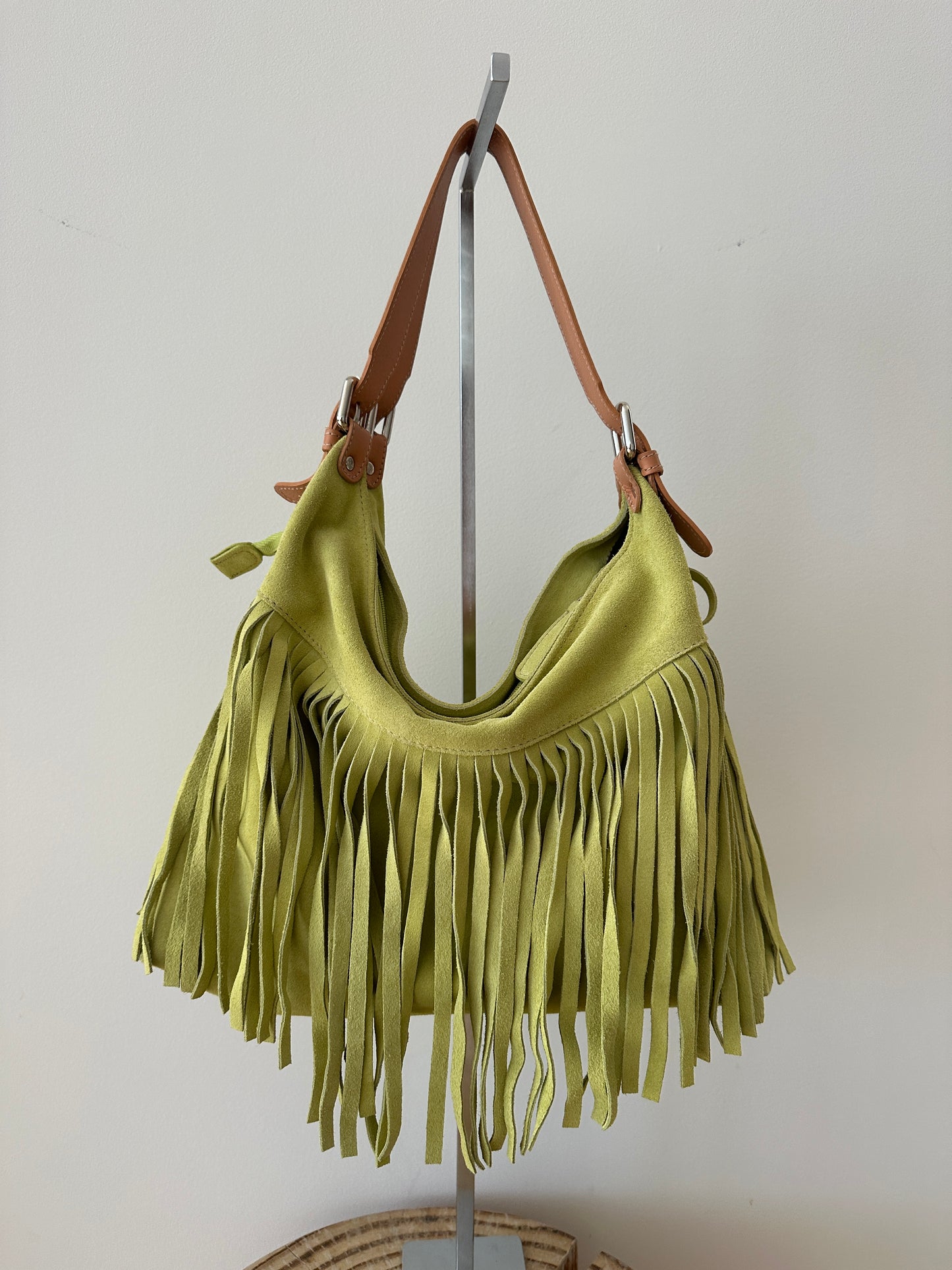 Green Fringe Leather Bag