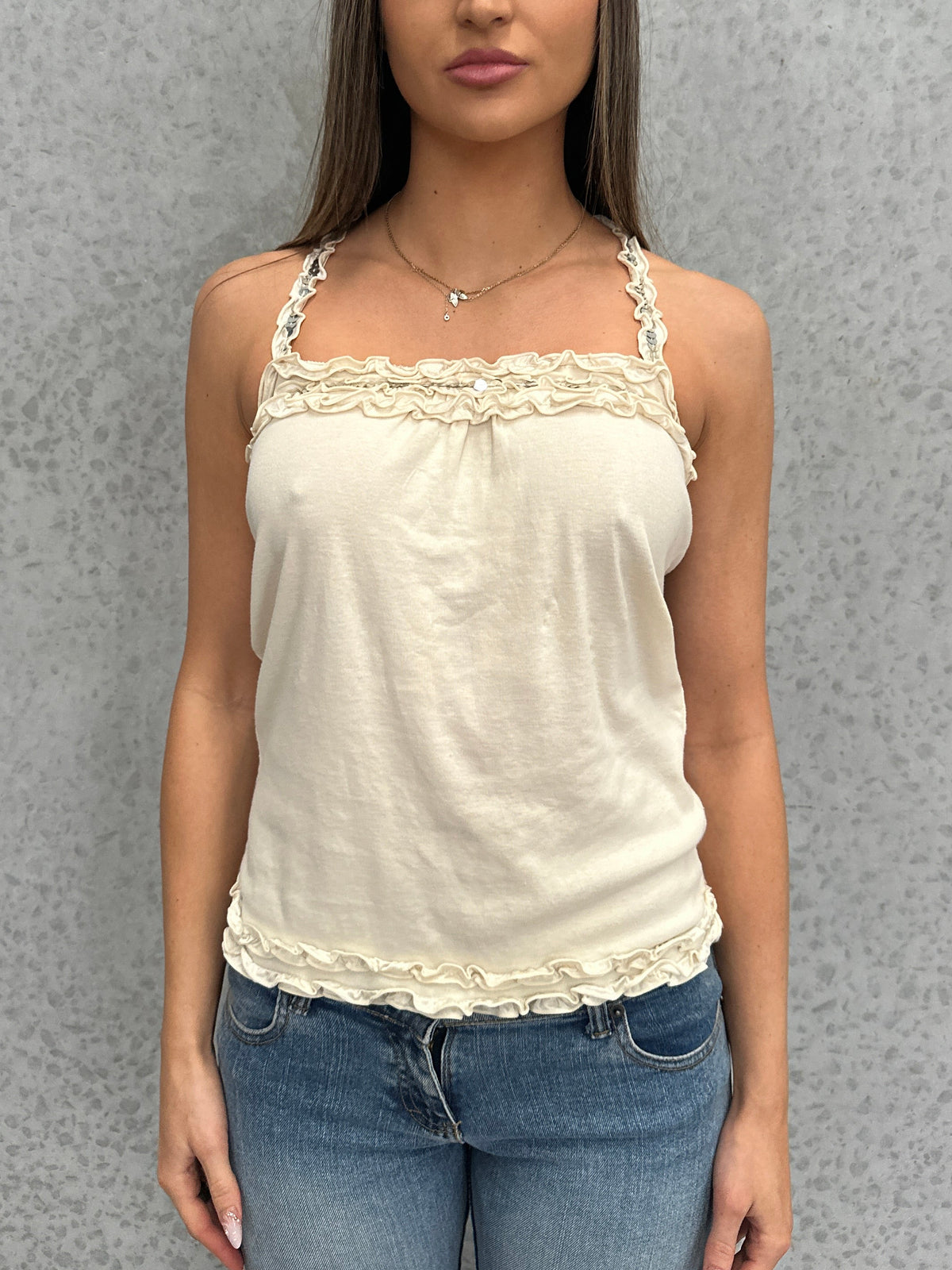 Cream Sequin Halter