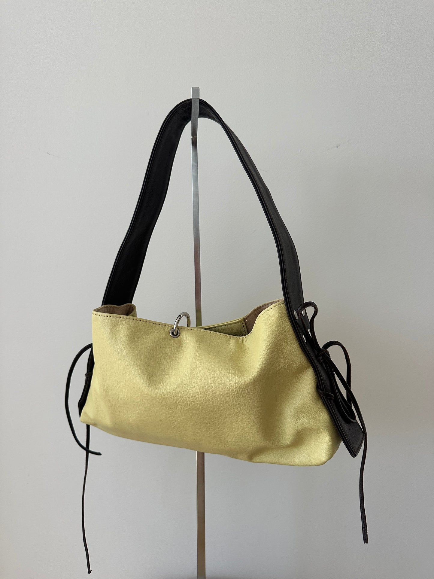 Yellow and Brown Leather Bag