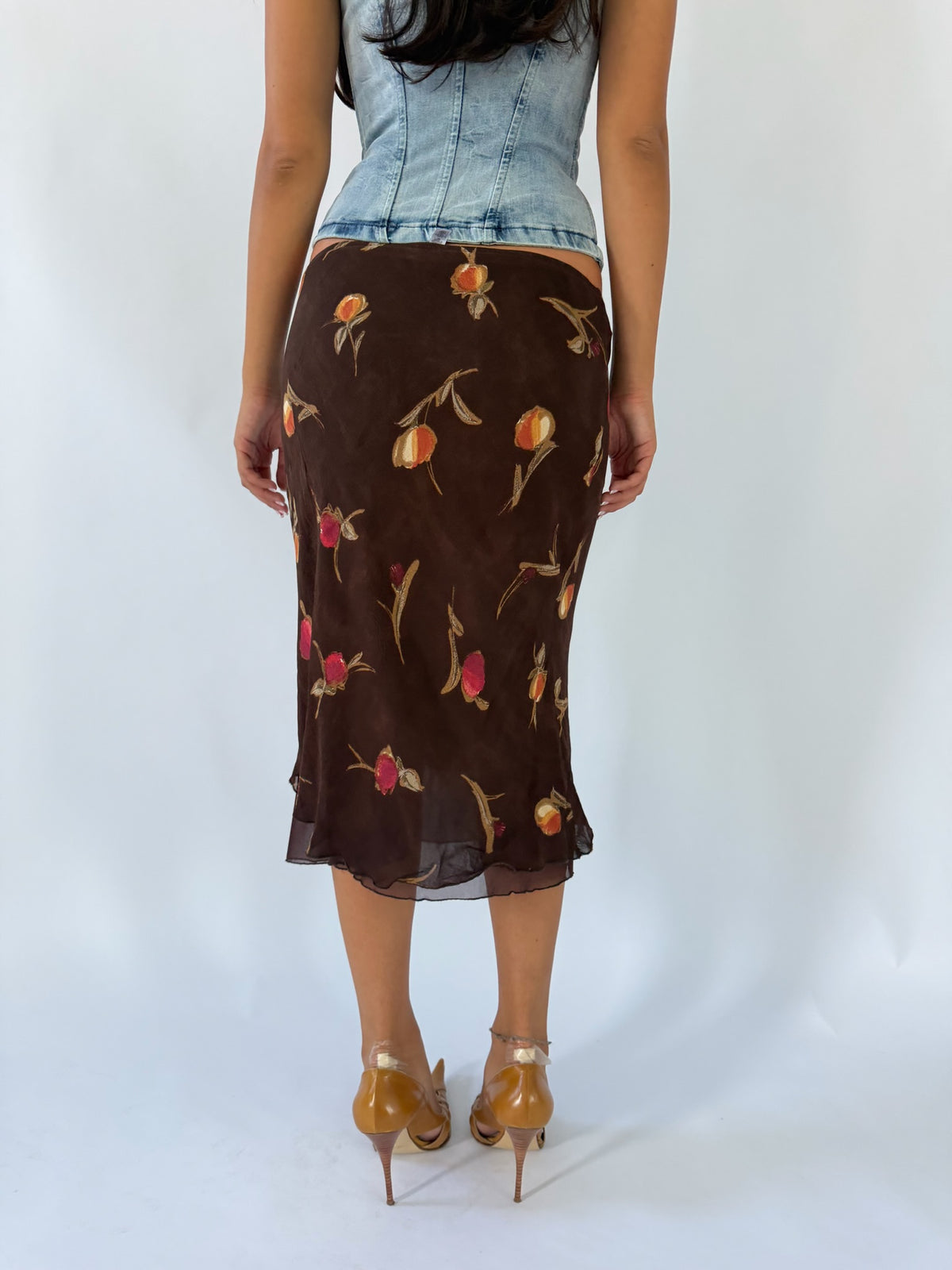 Brown Floral Midi