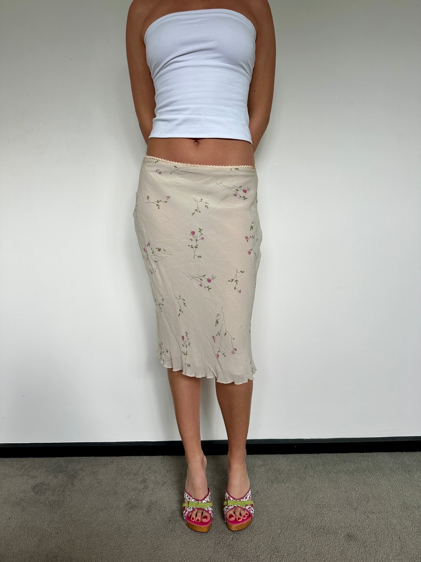 Cream Floral Midi