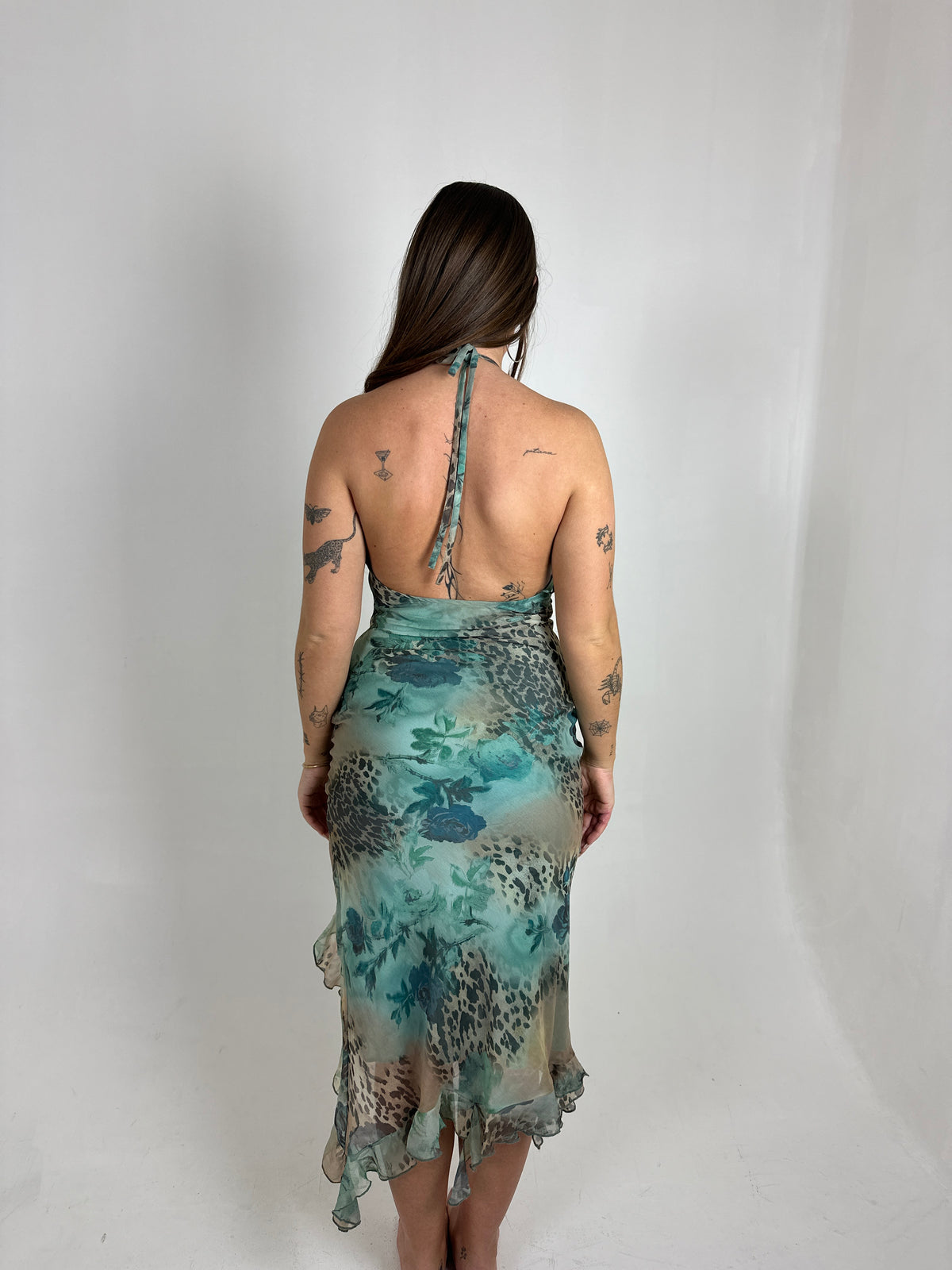 Cheetah Floral Halter Midi