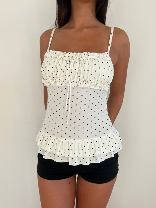White Polka Cami