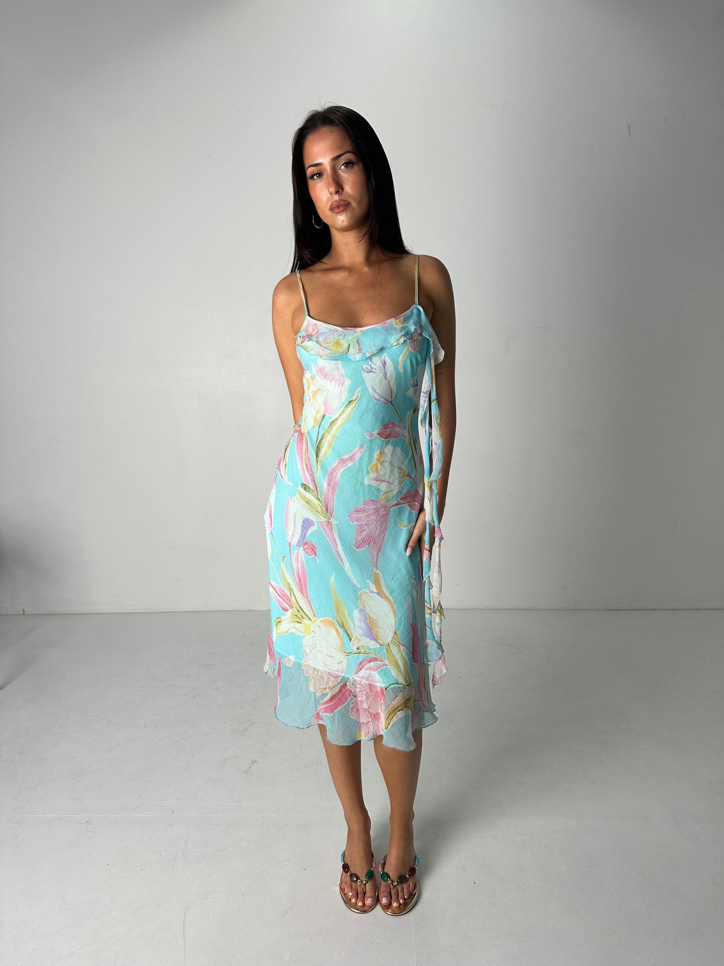 Pastel Floral Midi Dress
