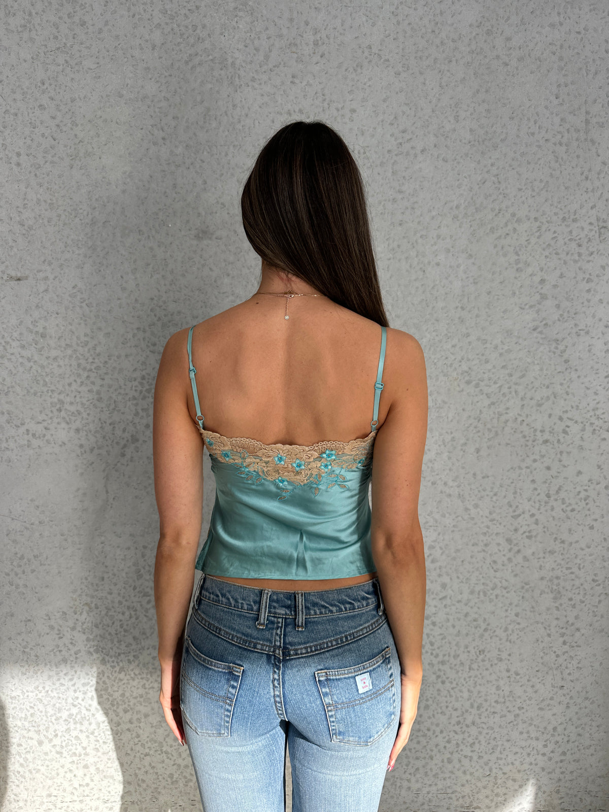 Turquoise Silk Lace Cami