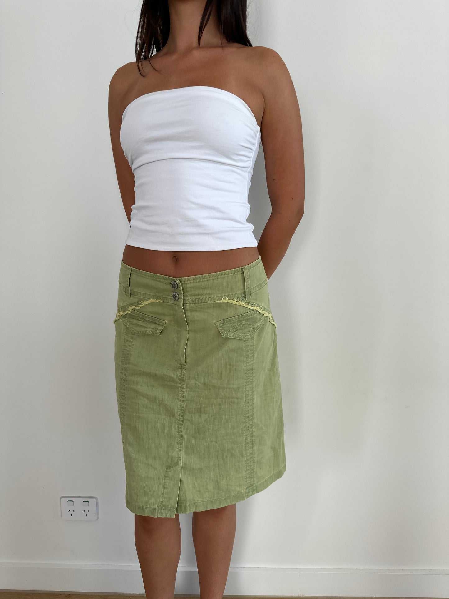 Green Cargo Midi Skirt