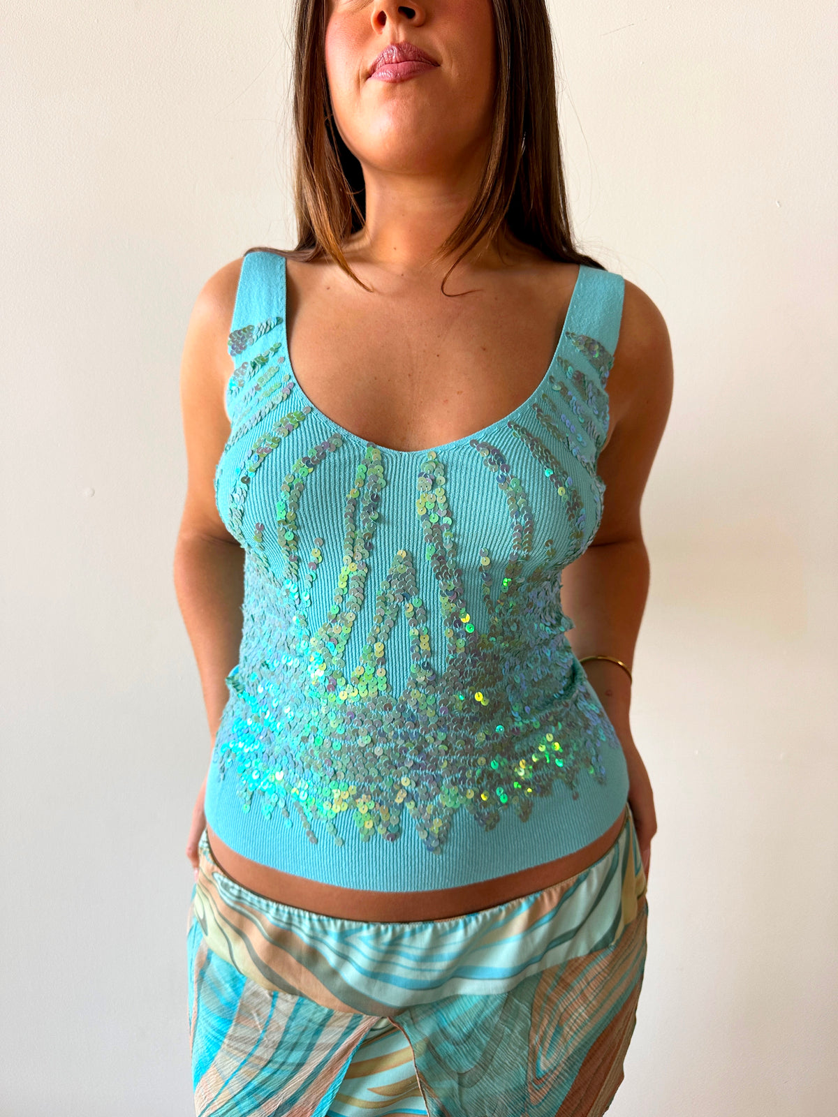 Aqua Sequin Cami