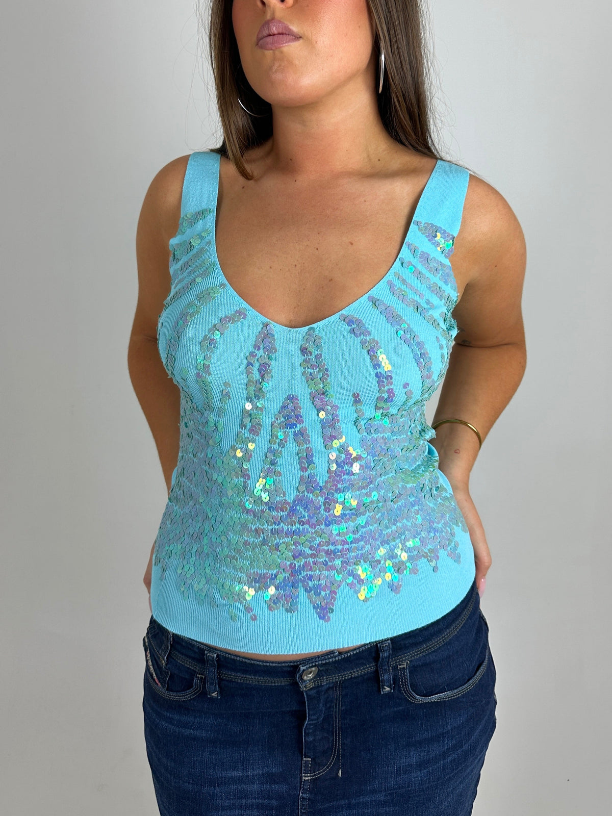 Aqua Sequin Cami