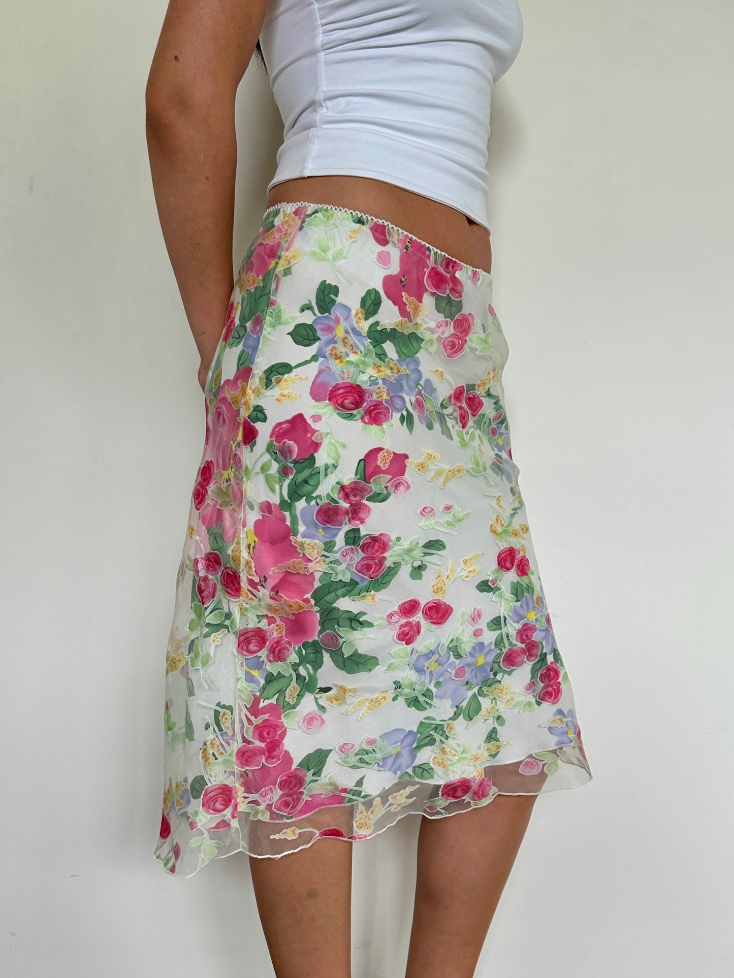 French Floral Midi Skirt