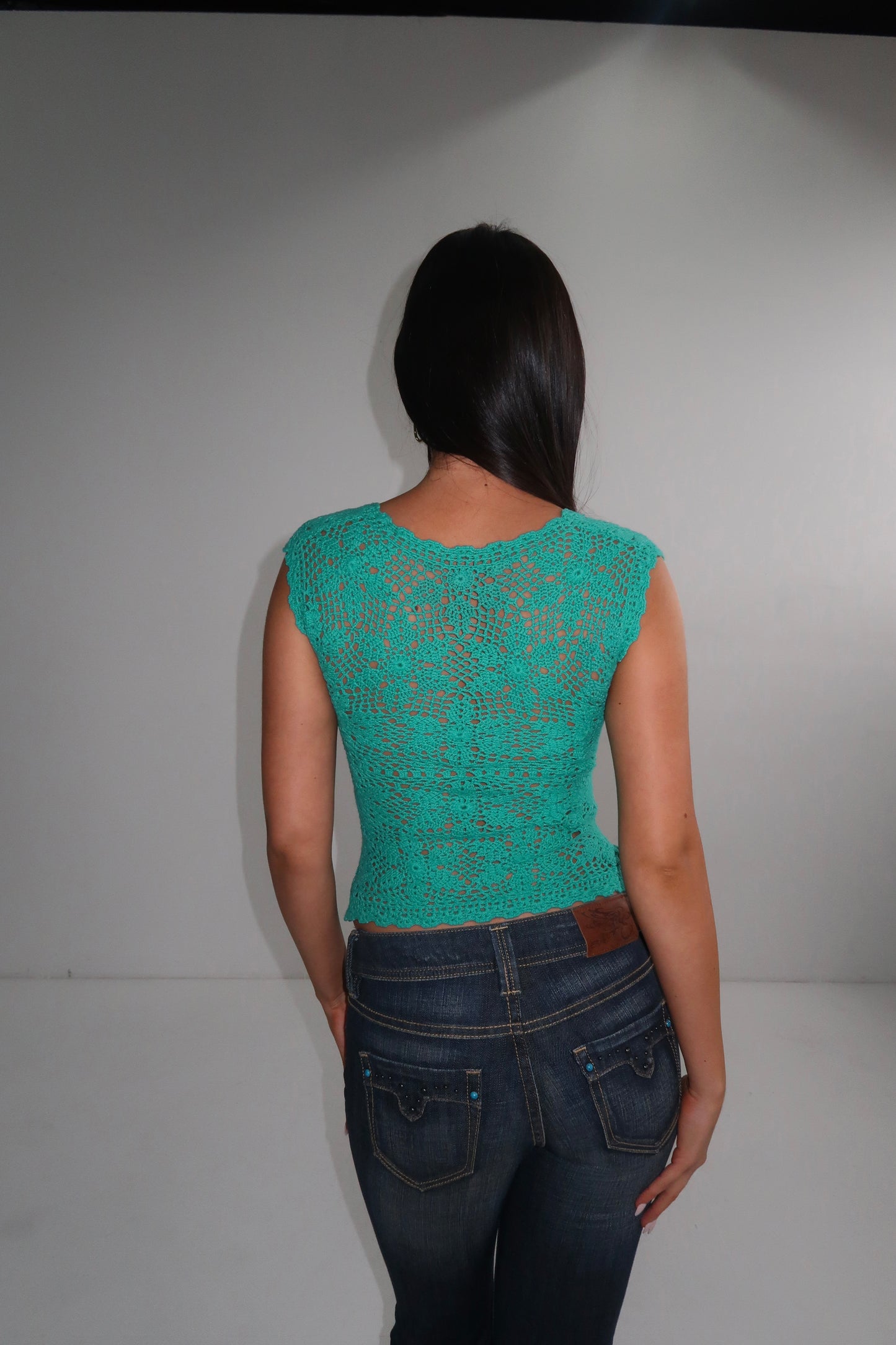 Teal Crochet Top