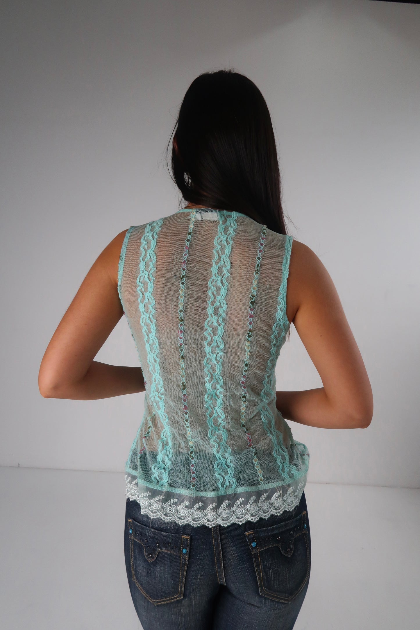 Aqua Sequin Top