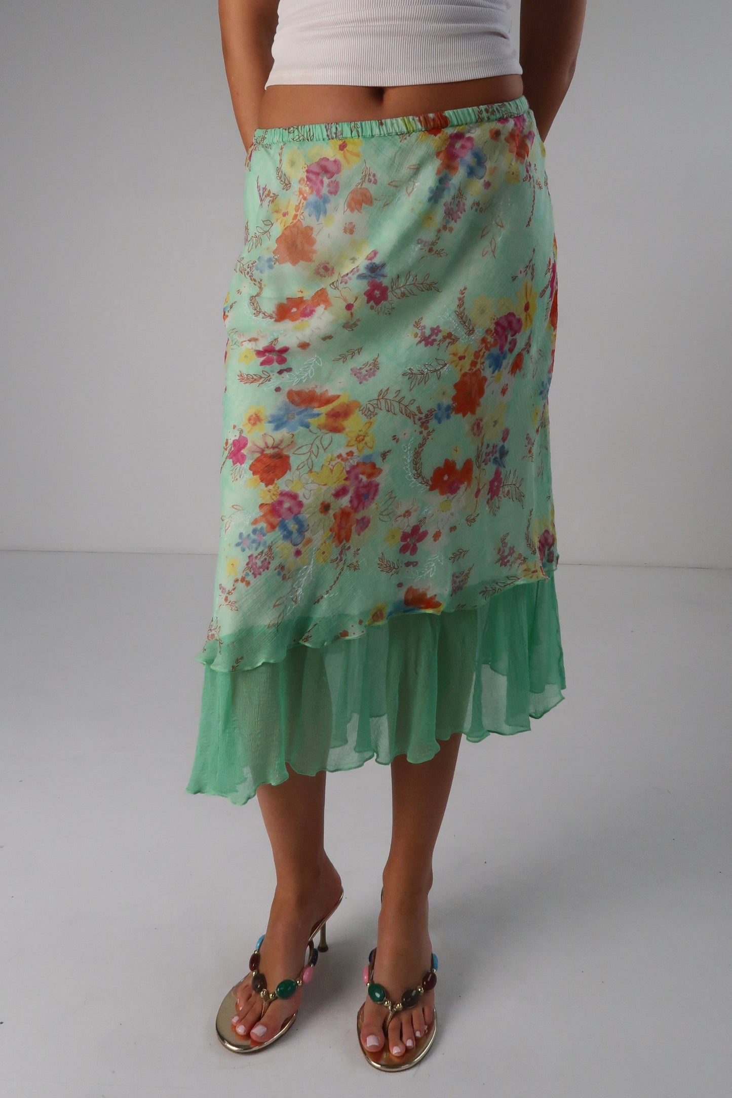 Green Floral Midi