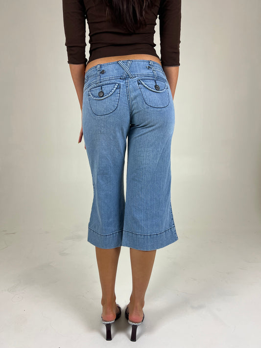 Low Rise Denim Capri Pants