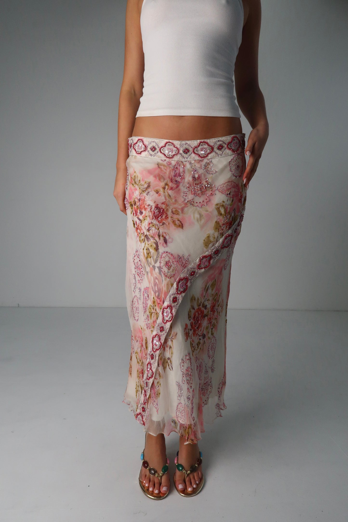 Beaded Italian Floral Skirt