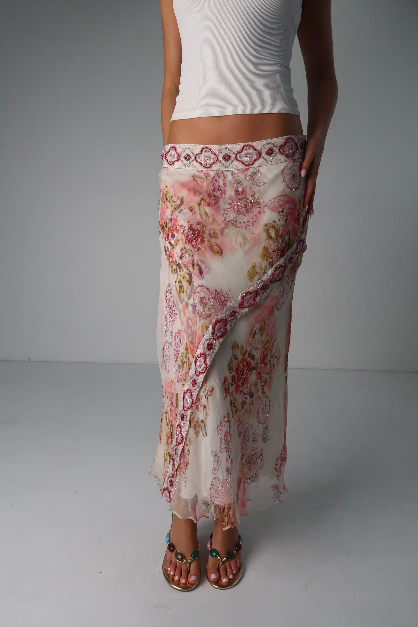 Beaded Italian Floral Skirt