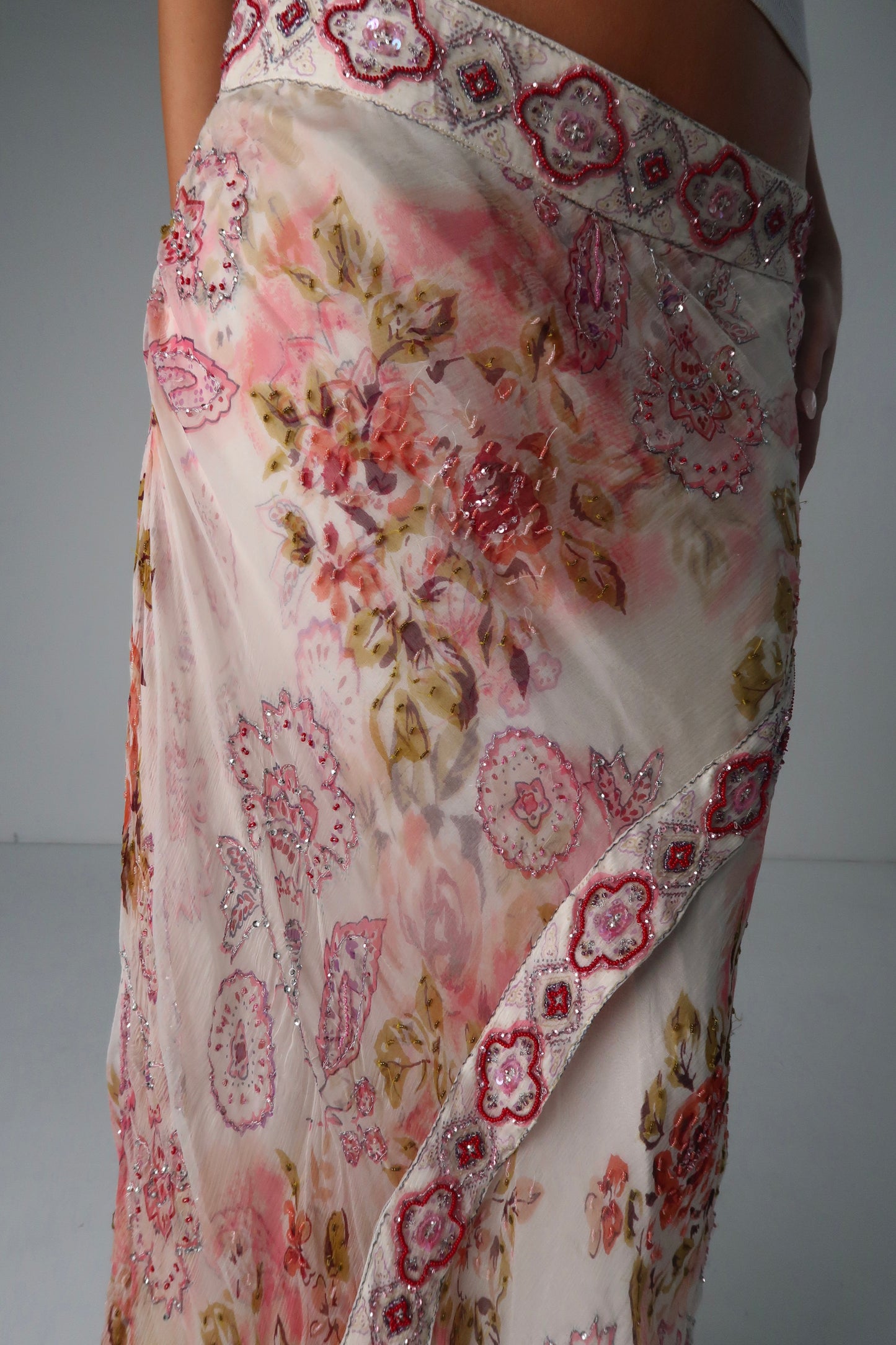 Beaded Italian Floral Skirt