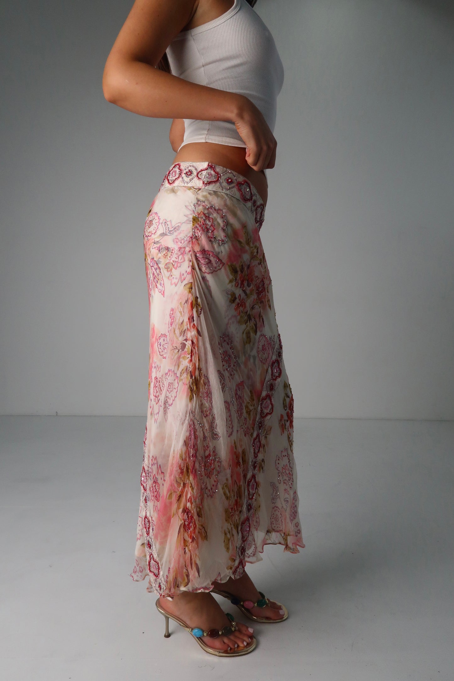 Beaded Italian Floral Skirt