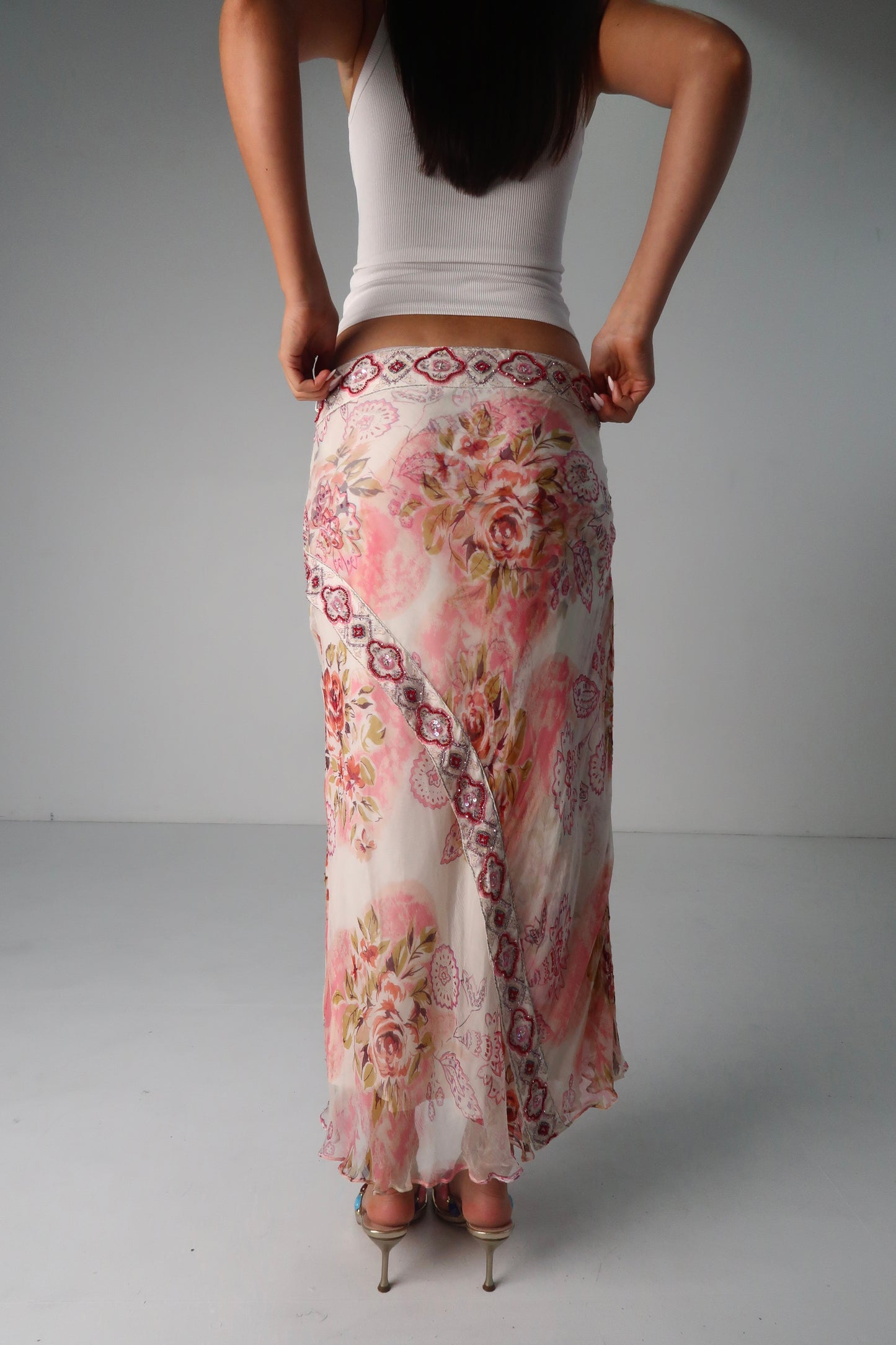 Beaded Italian Floral Skirt