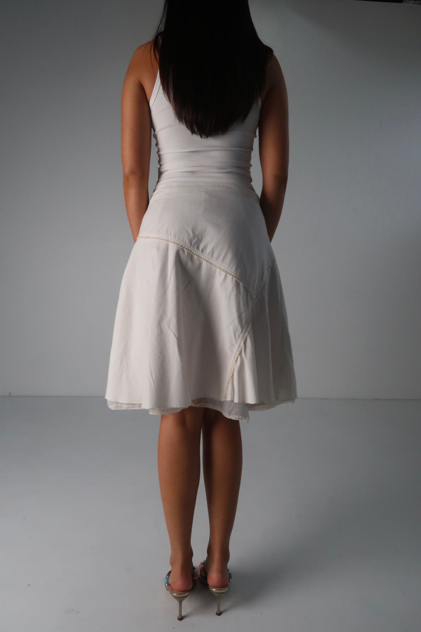 White Beaded Midi Skirt