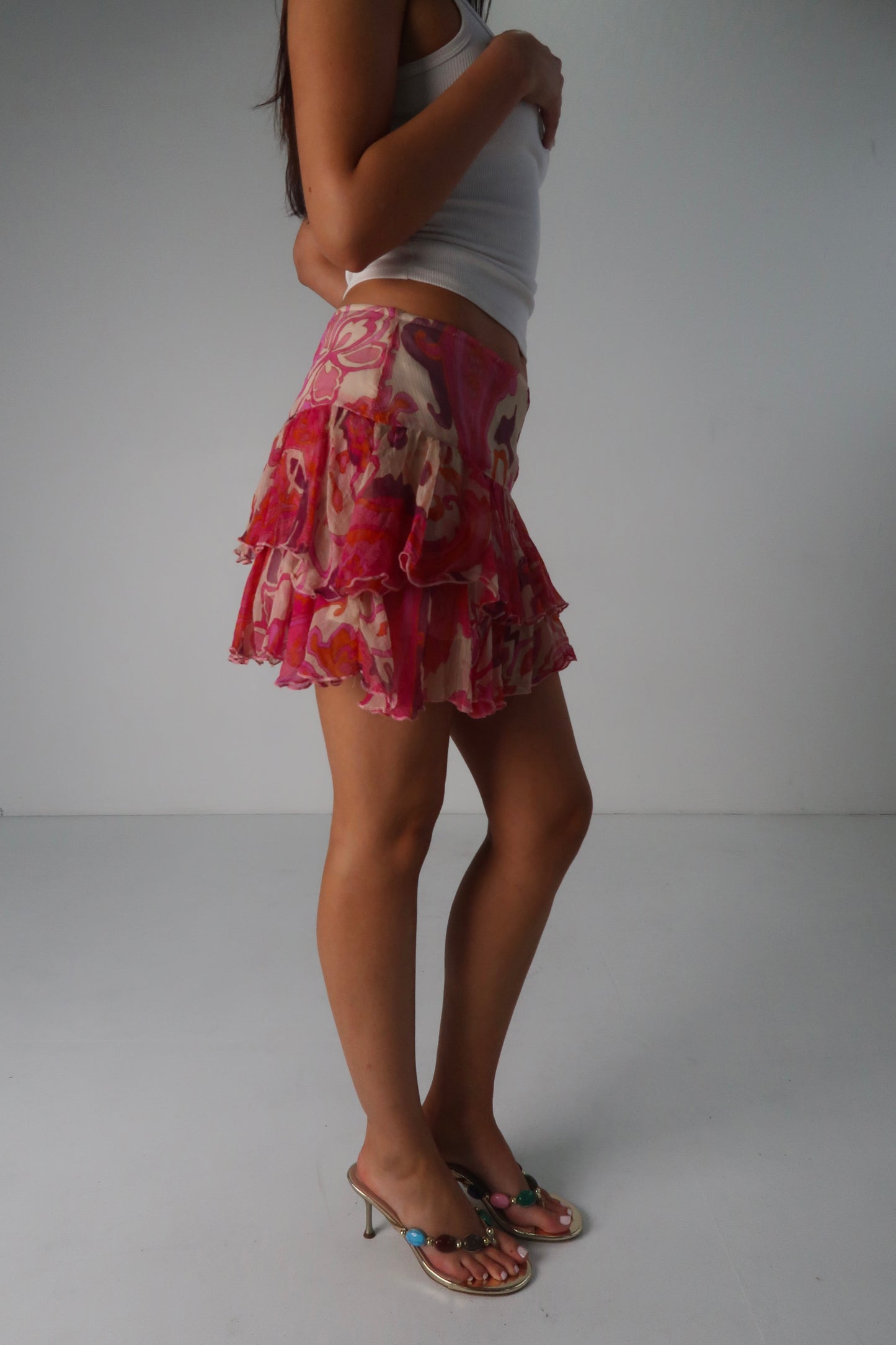 Pink Floral Mini Skirt