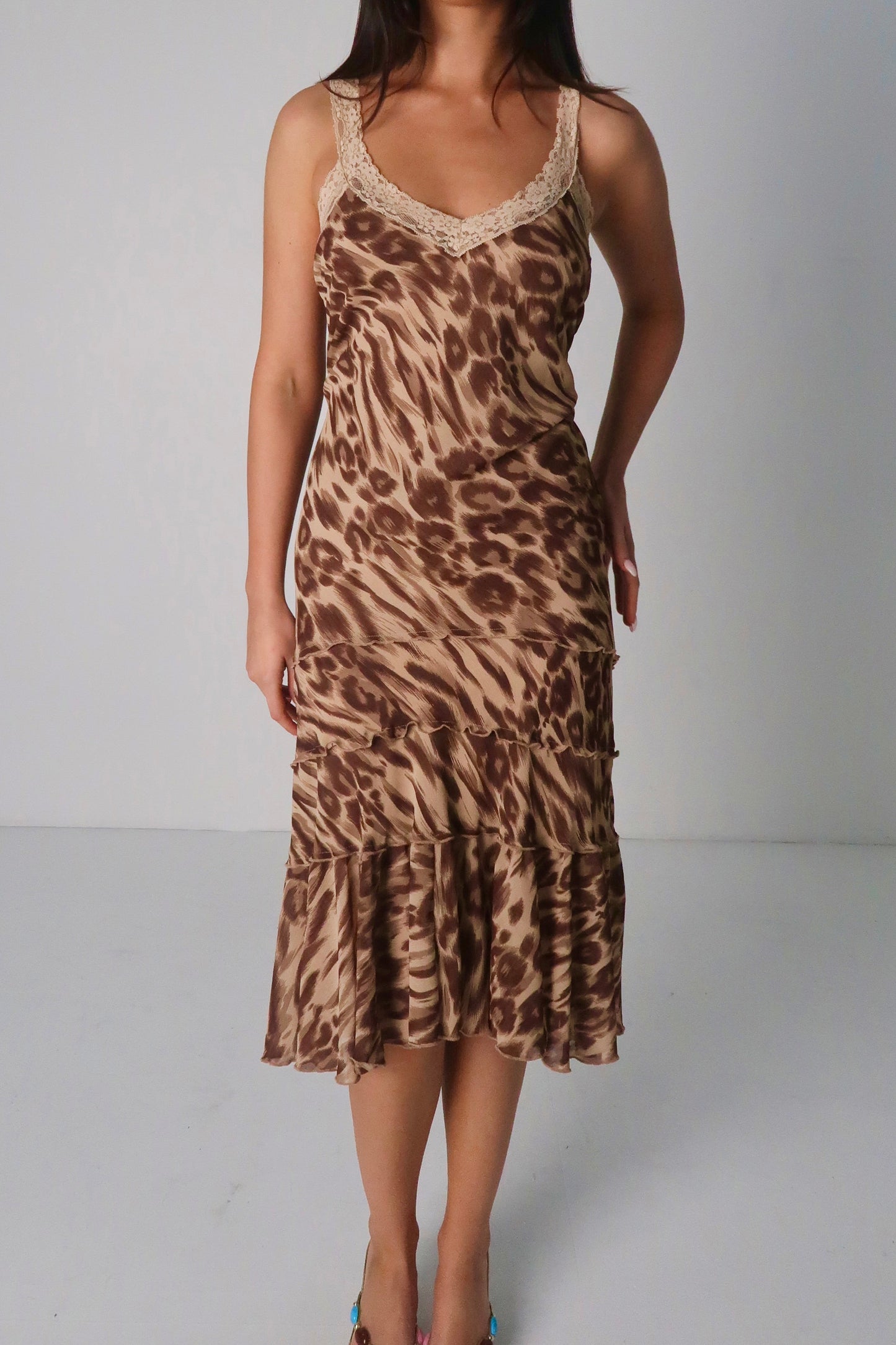 Leopard Asym Midi Dress