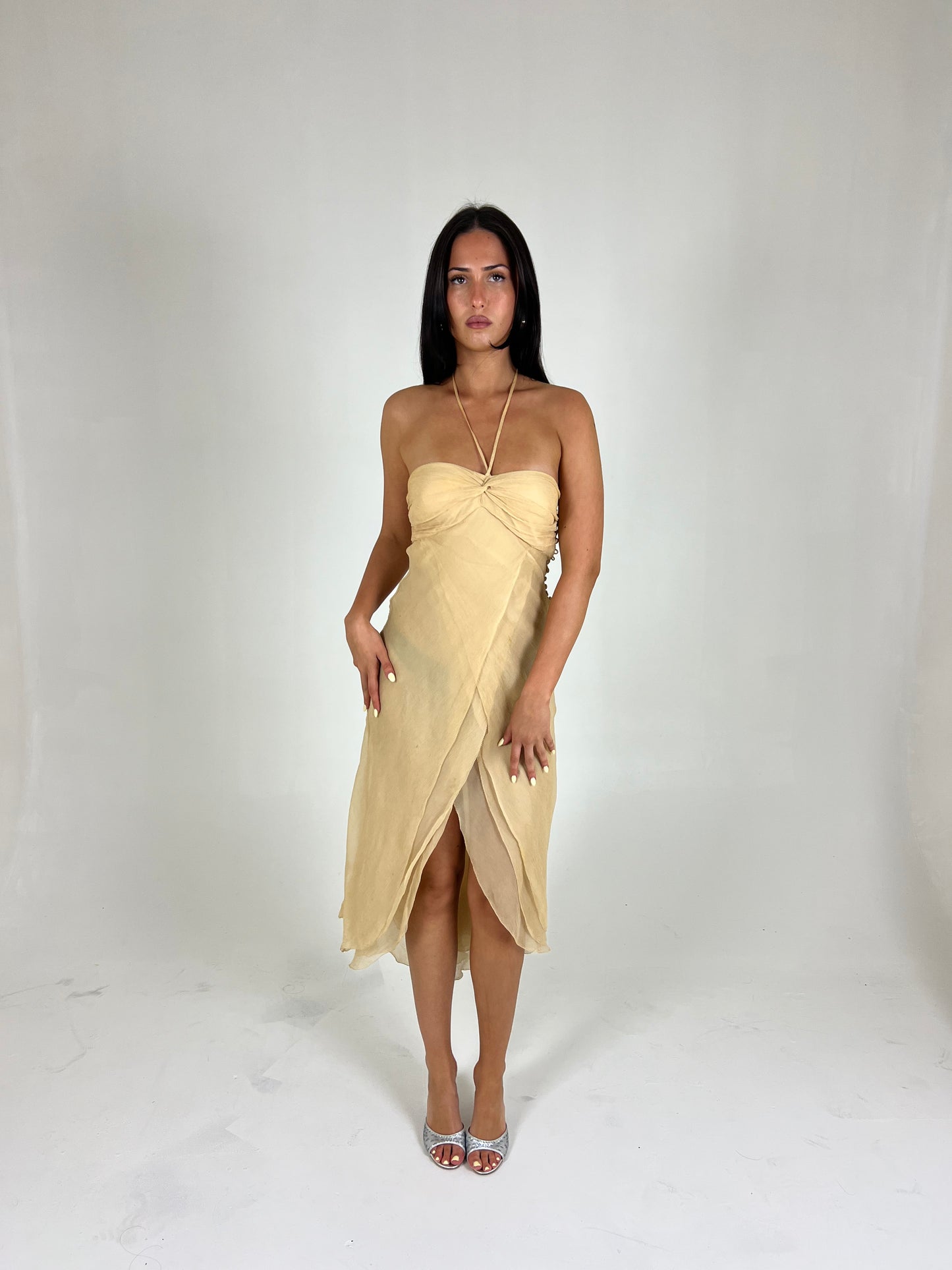 French Silk Split Midi Dress