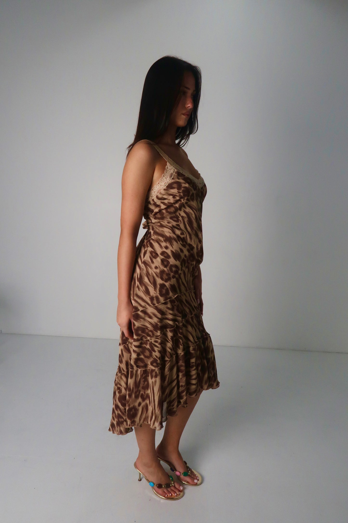 Leopard Asym Midi Dress