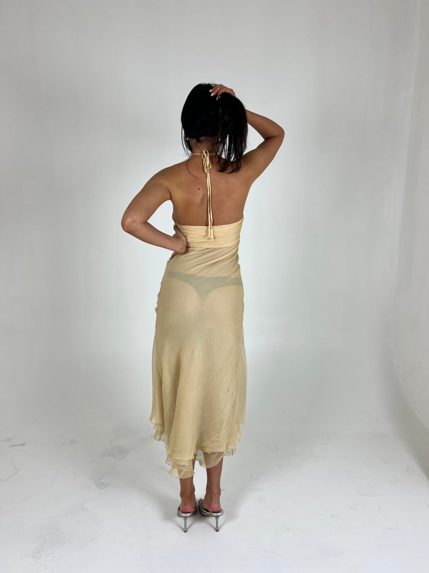 French Silk Split Midi Dress