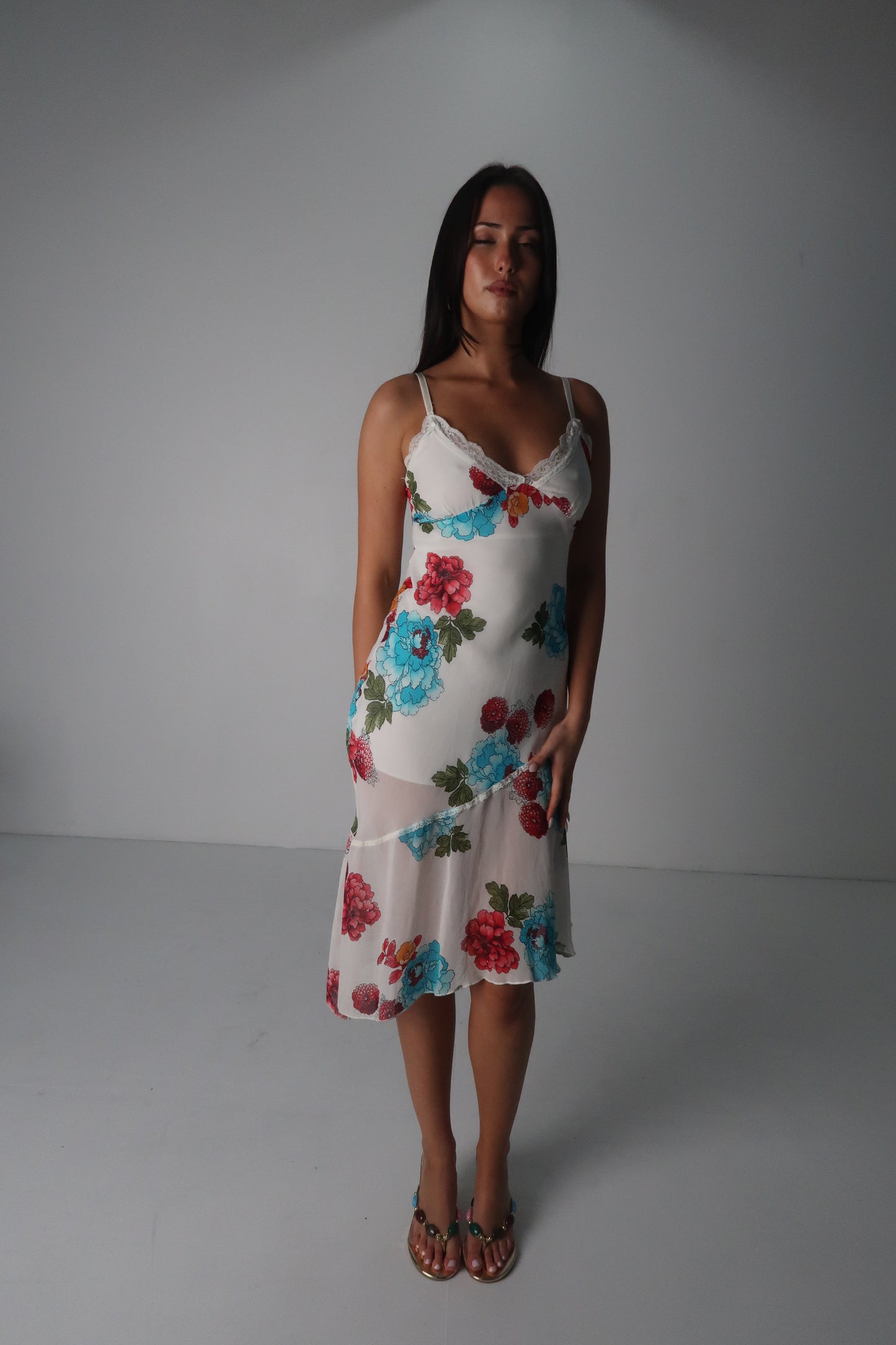 French Floral Midi Dress