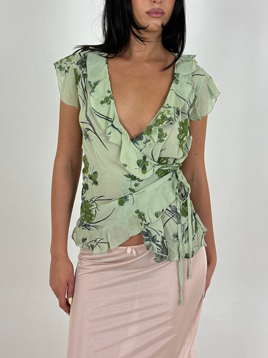 Green Floral Blouse