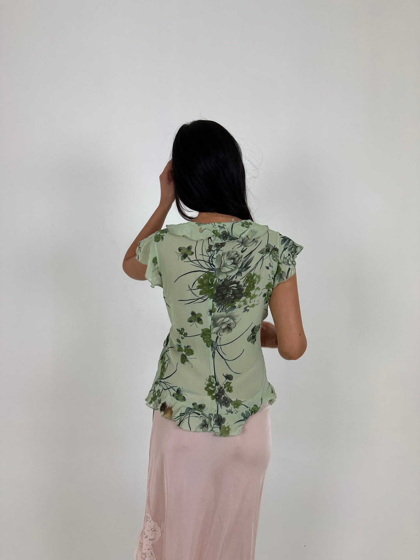 Green Floral Blouse