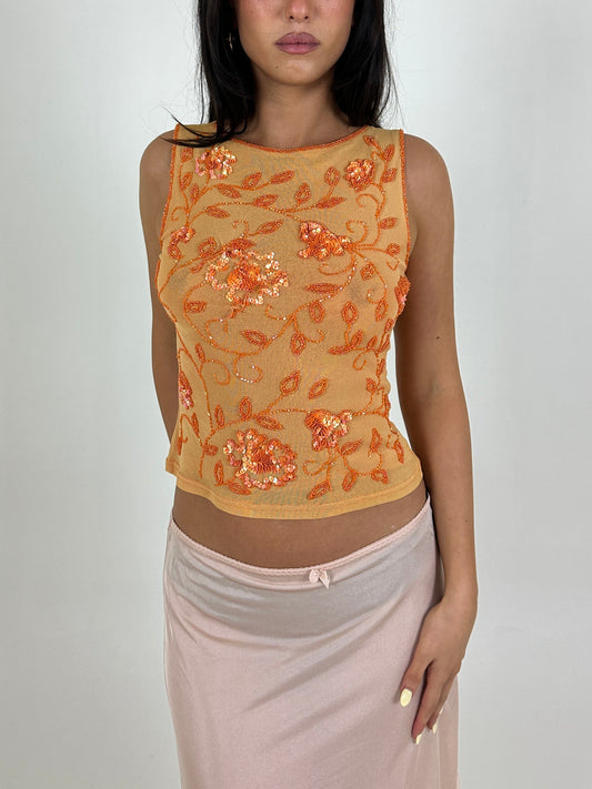 Orange Beaded Tank