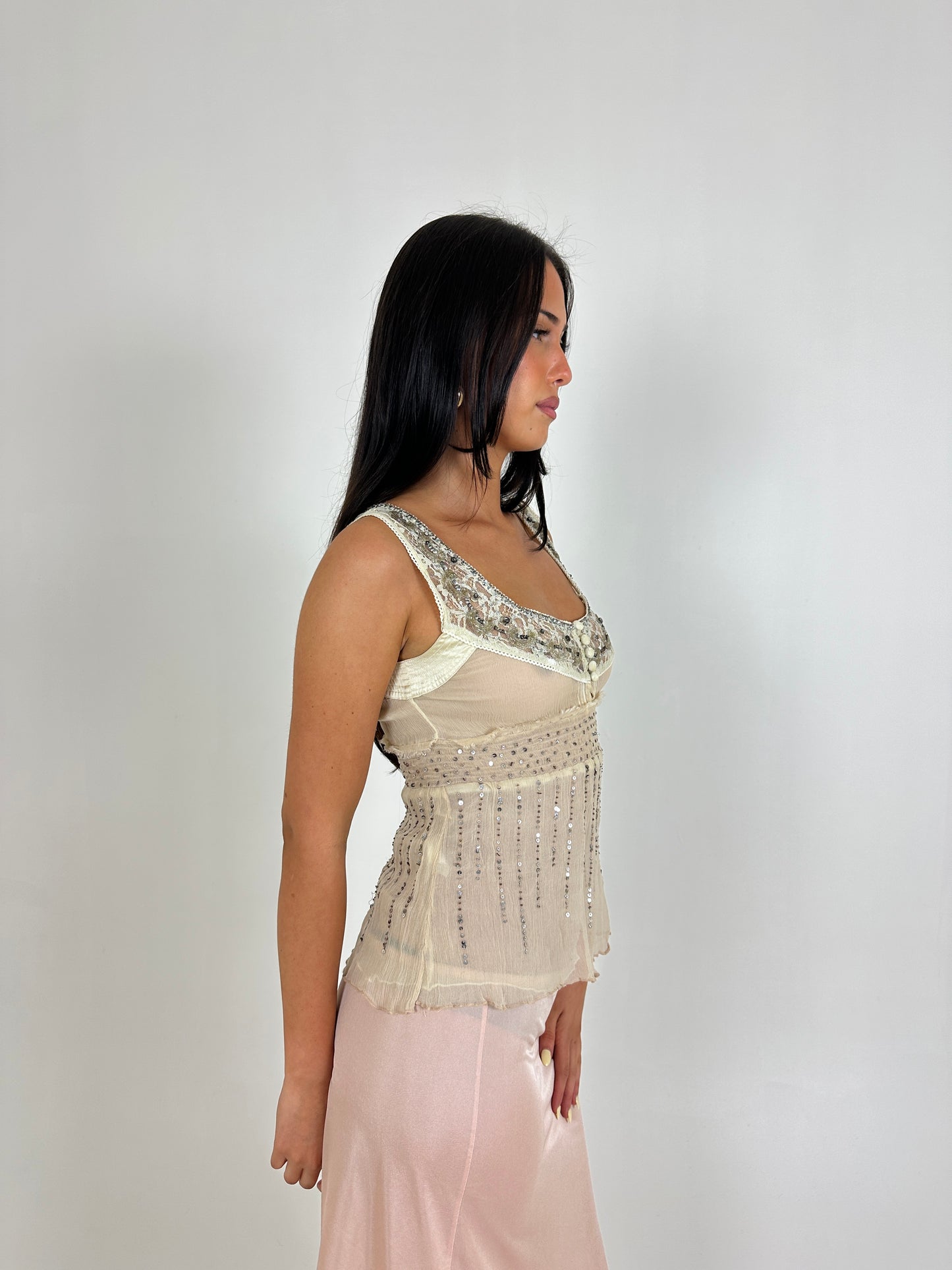 French Beaded Babydoll Top