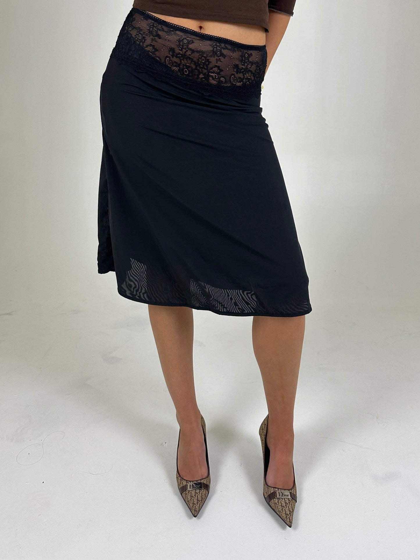 Black Lace Midi Skirt