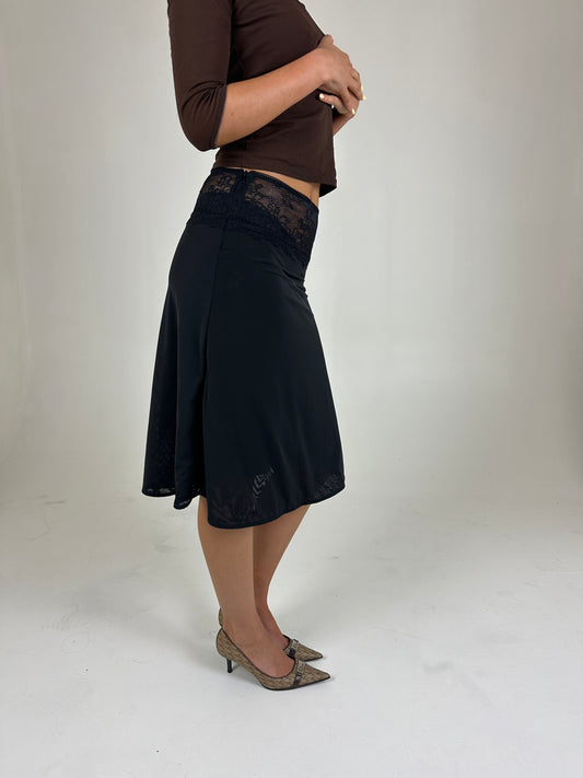 Black Lace Midi Skirt