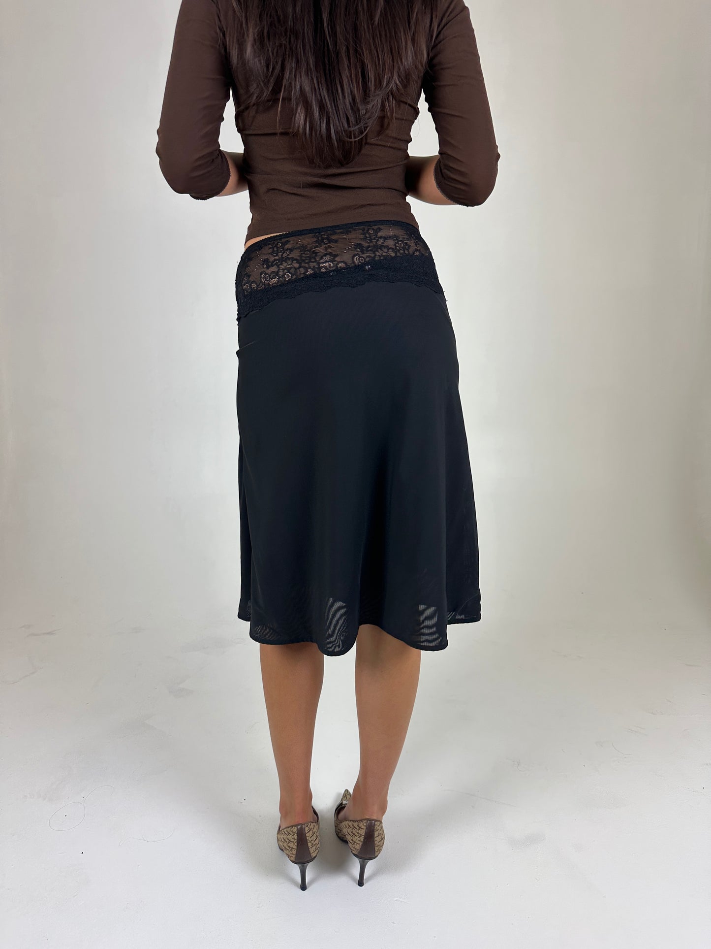 Black Lace Midi Skirt