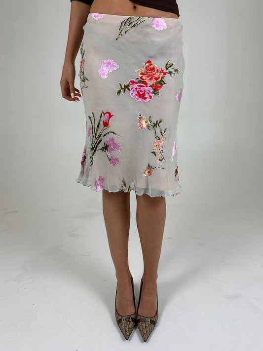 Silk Beaded Midi Skirt