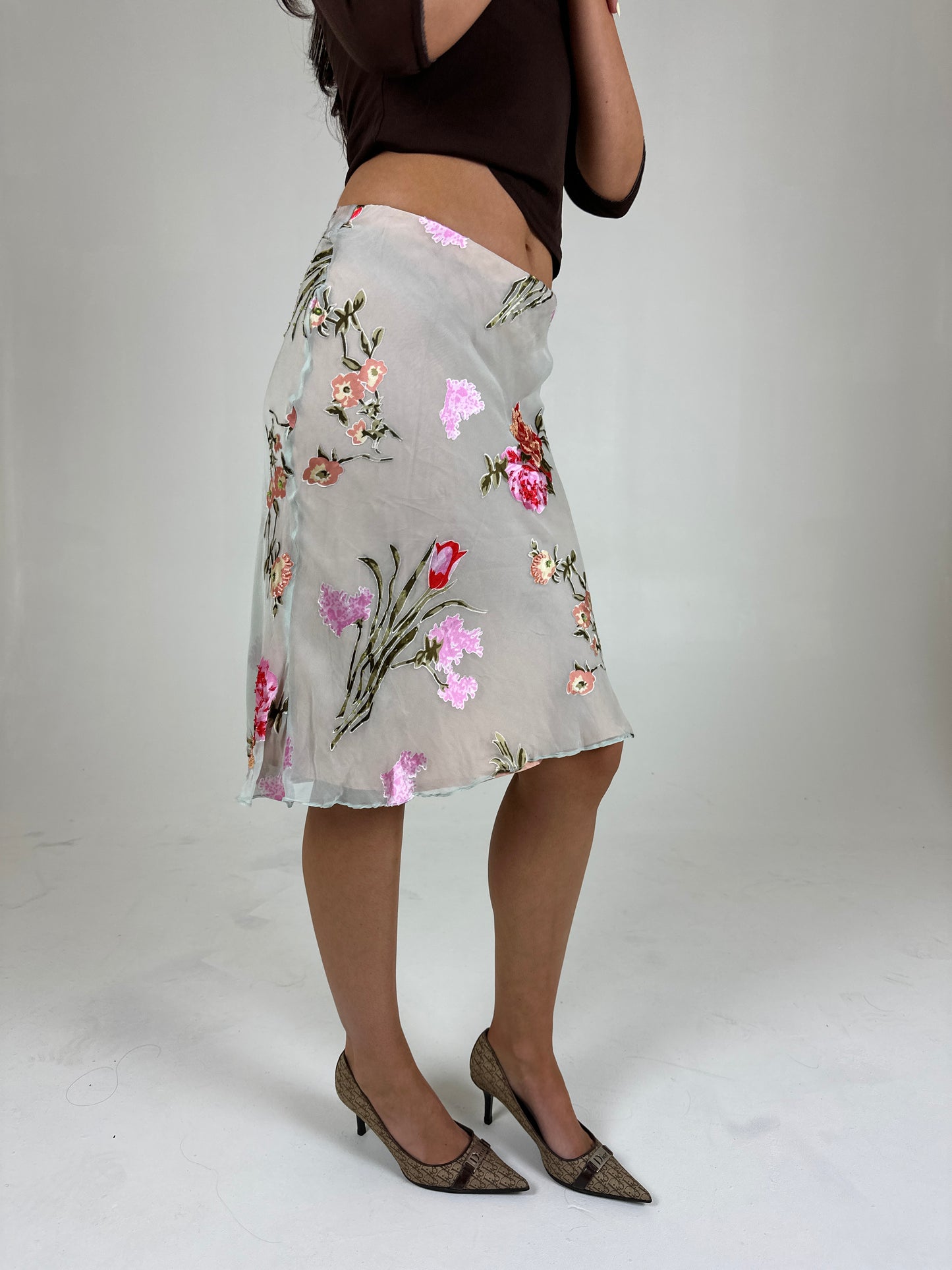 Silk Beaded Midi Skirt