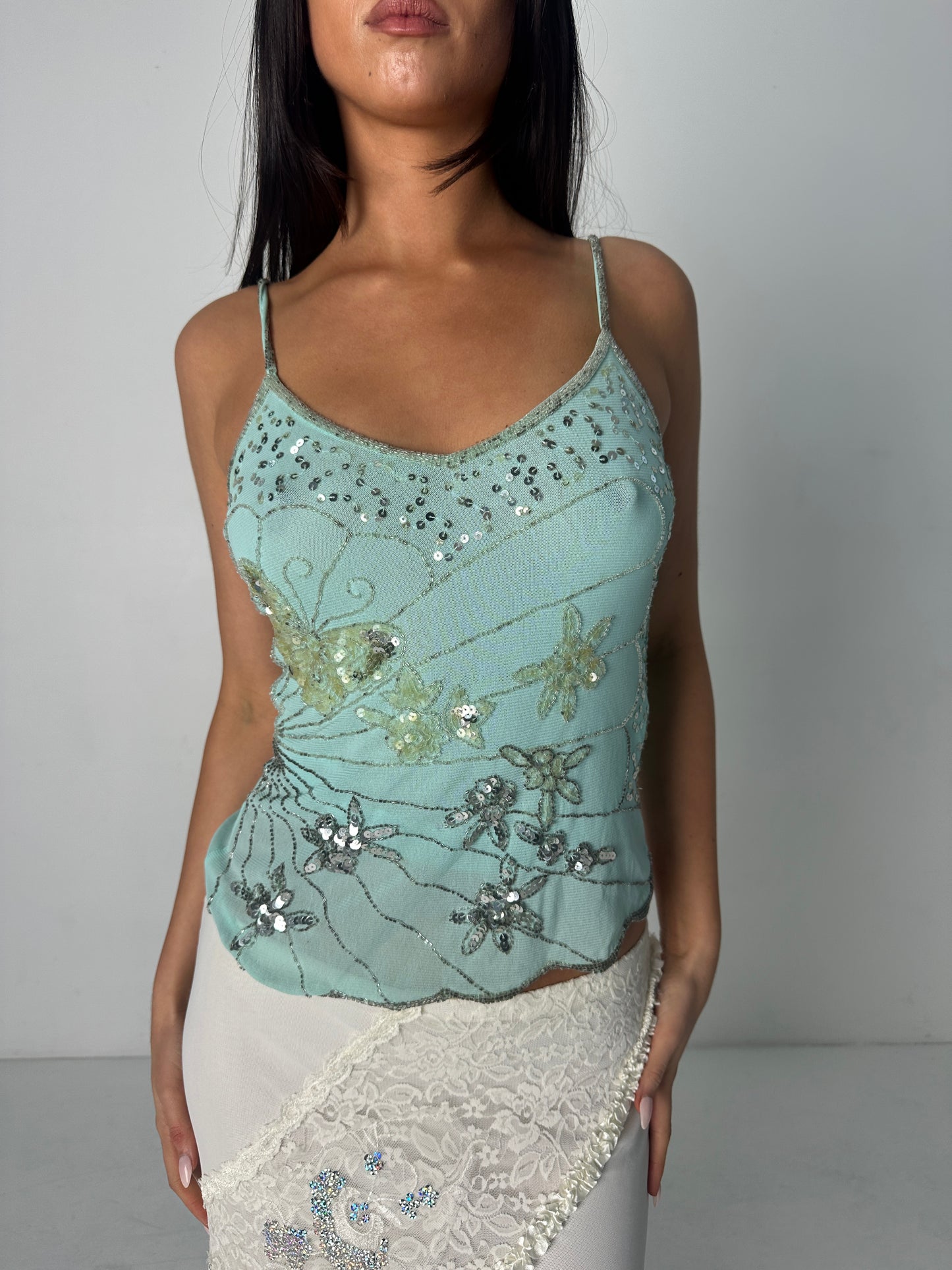 Aqua Beaded Cami