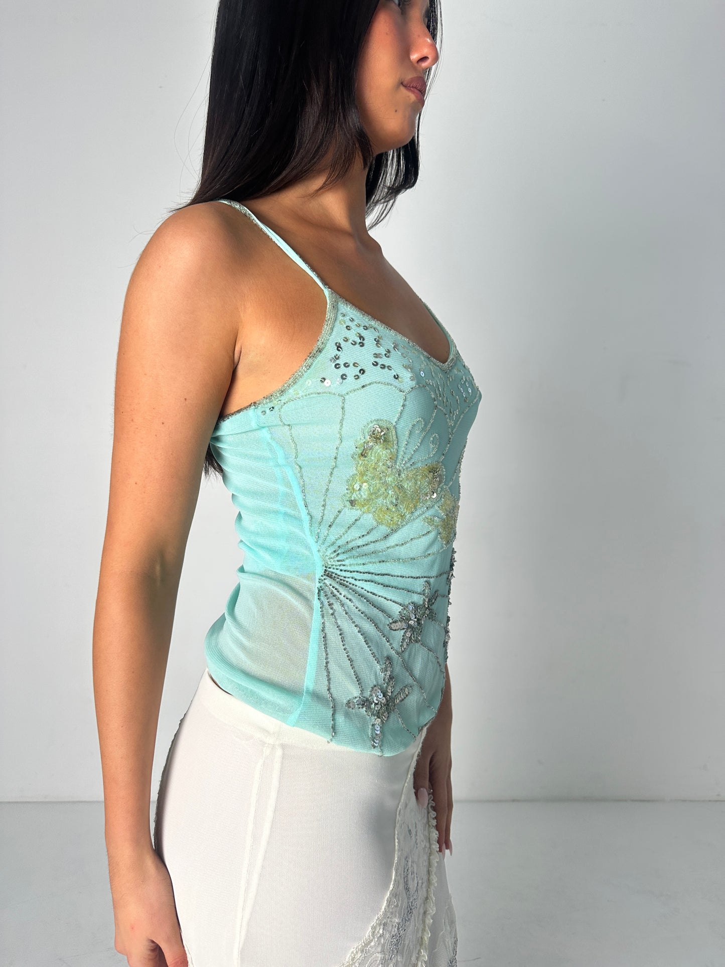 Aqua Beaded Cami