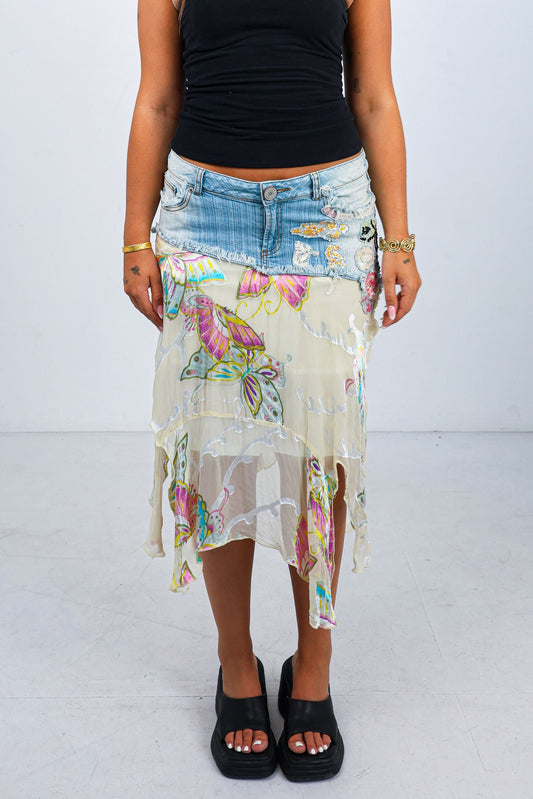 Beaded Denim Skirt