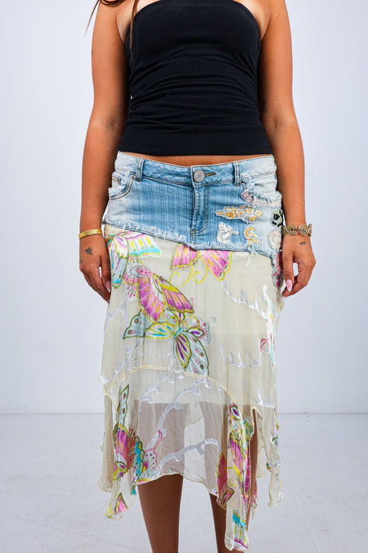 Beaded Denim Skirt