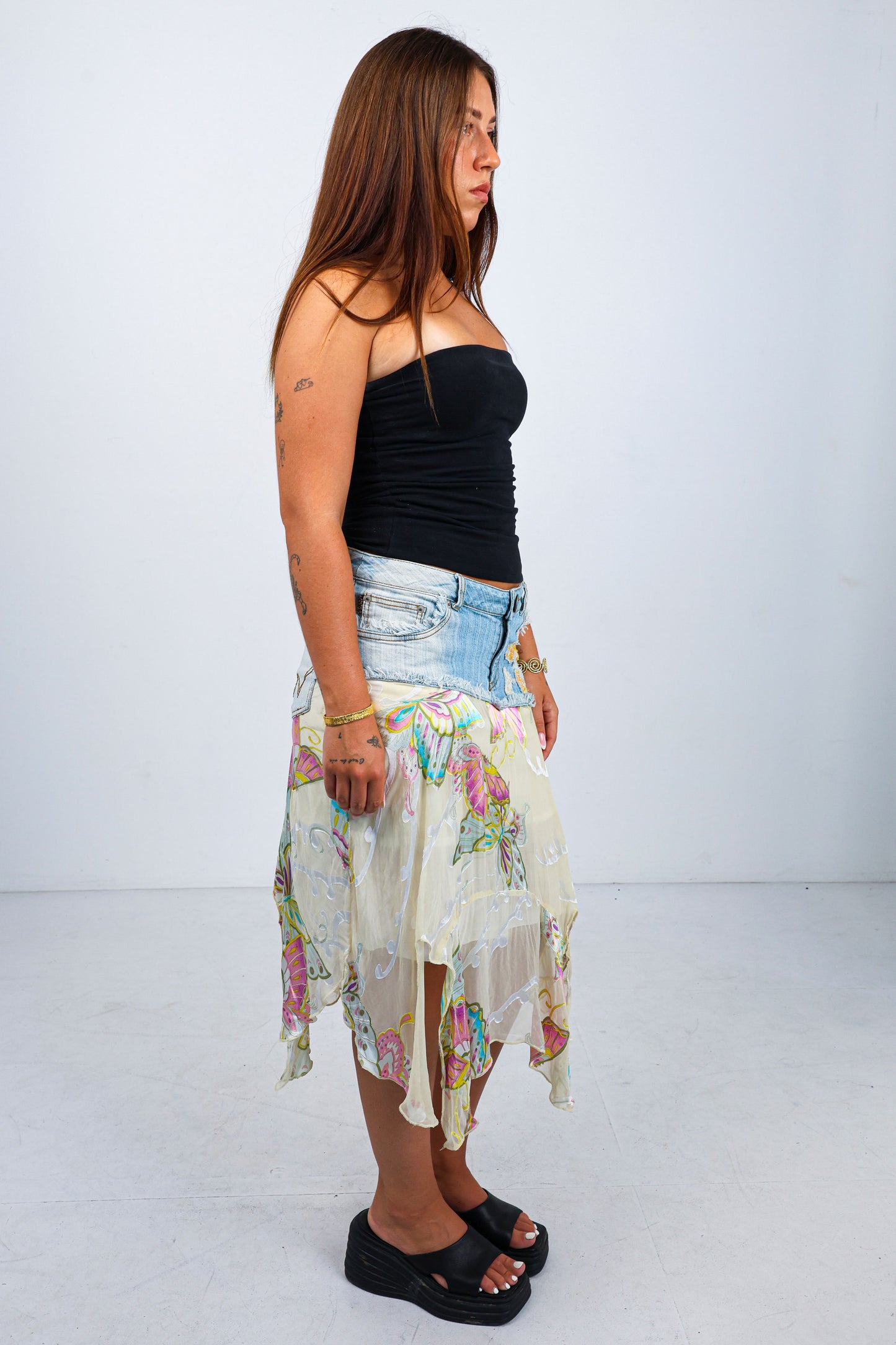 Beaded Denim Skirt